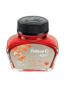 Pelikan 4001 Bottled Ink for Fountain Pens, Brilliant Red, 30ml,