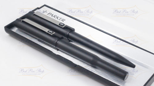 Collectable Rare Parker 25 Matt Black Epoxy Fountain & Ballpoint Set